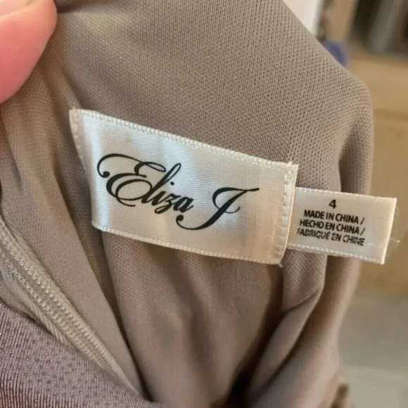 Eliza J Twist Front Boat Neck Jumpsuit Taupe Glittery 4 - Picture 8 of 16